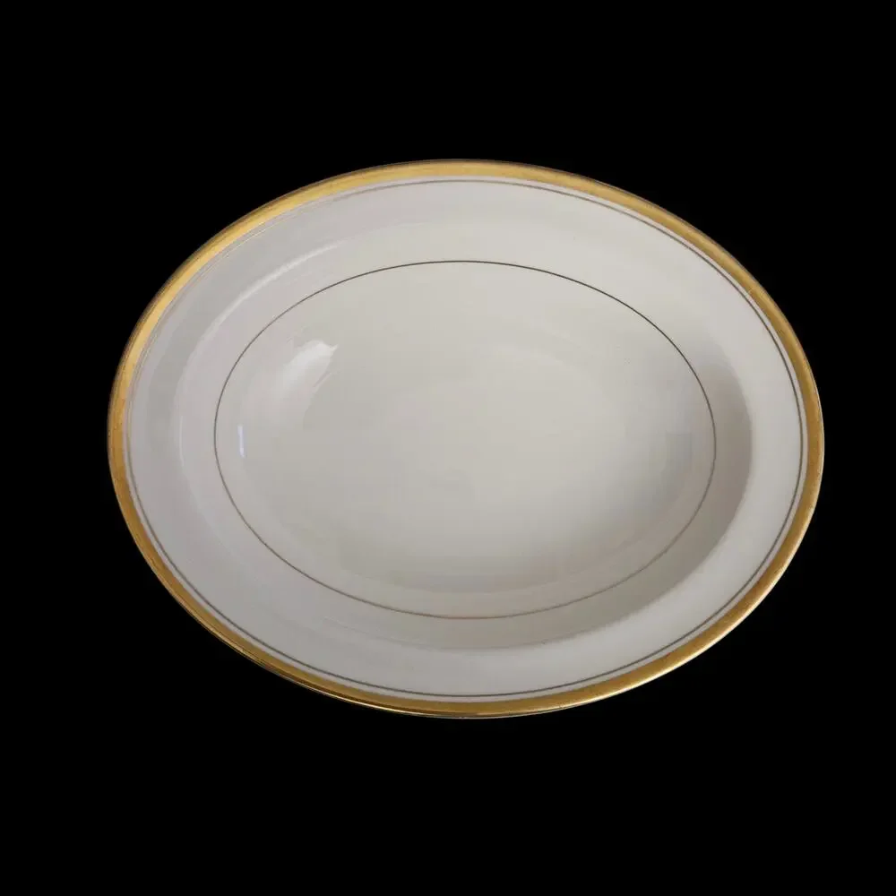 Vintage Theodore Haviland New York Oxford Oval Serving Bowl Gold Trim USA